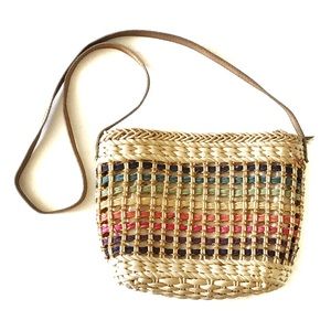 Vintage 90s Basketweave Multicolor Purse Handbag